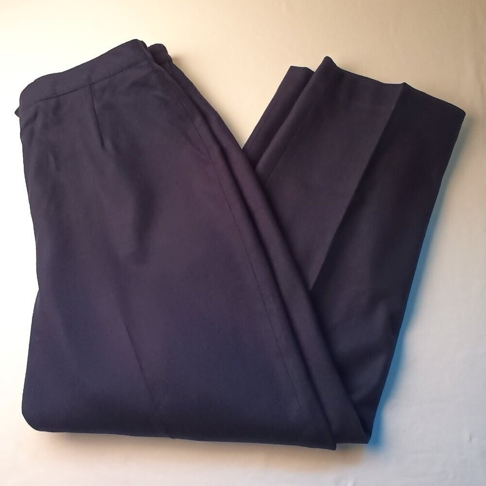 Personal II Womens Vintage Wool High Waist Straight Leg Pants Size 20W Navy Blue